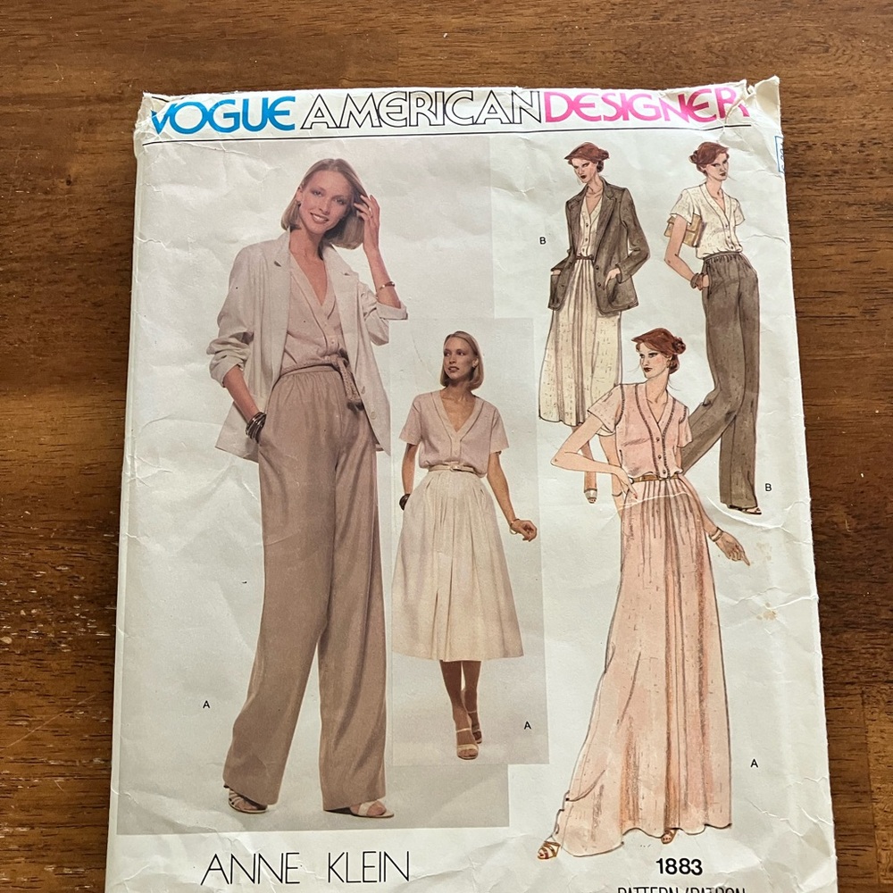 Vogue Vintage American Designer Anne Klein Clothing Pattern